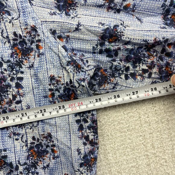 7 Downie St. Blue Floral AOP Long Sleeve Button-down Men’s Shirt Sz 7 Preppy - Picture 12 of 15